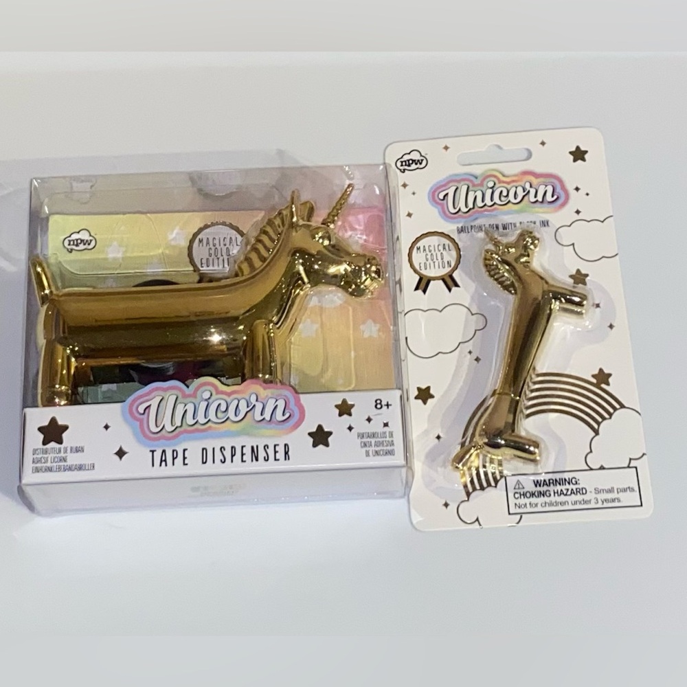 Gold edition Unicorn tape dispenser plus Unicorn Ball point pen.